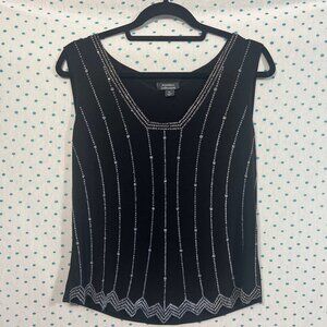 Dress Barn Collection Black & Gray Beaded Sleeveless Blouse